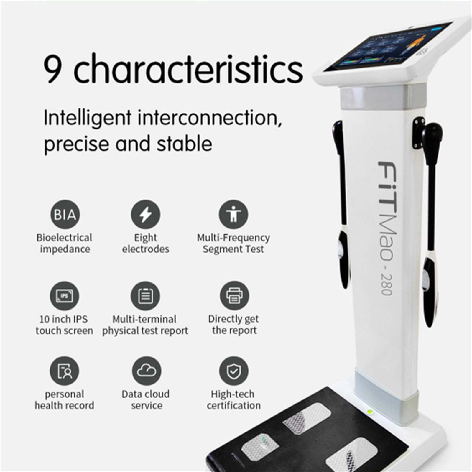 10.1 inch HD Touch Bioimpedance Analysis Machine Ultrasonic Height